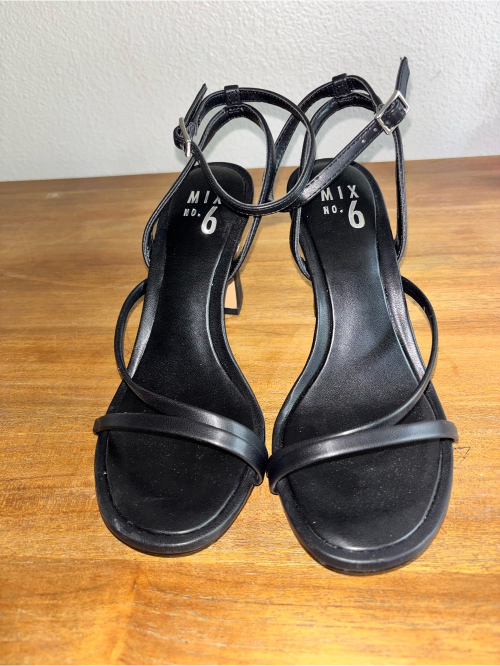 Mix No. 6 Black Minimalist Strappy Heel Sandals
